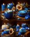 Autumn Candles, Pumpkins & Sunflowers Collage Background
