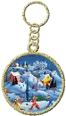 snowy village keyring