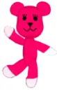 pink teddy bear waving