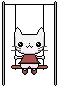 white cat on a swing