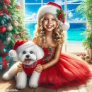 Cute Christmas Girl and her Dog
