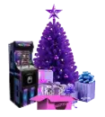 purple christmas tree scene