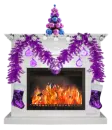 purple christmas fireplace