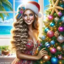 Pretty Summer Christmas Girl