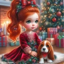 Christmas morning surprise girl