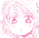 blushing anime girl pink glitter