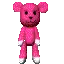 pink bear pointing down