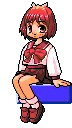 sitting anime school girl