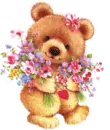 bear holding flowers