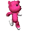 3d pink teddy bear running other angle