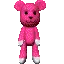 3D pink teddy bear bending down