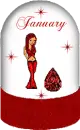 January doll snow globe