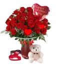 valentine bear rose bouquet plushie