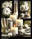 Candles, Champagne & Sparkles New Years Winter Collage Background