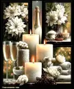 Candles, Champagne & Sparkles New Year Winter Collage Background Version 2