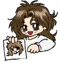 anime girl showing her drawing