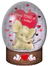 valentine elephant snow globe