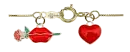 rose lips and heart charm bracelet