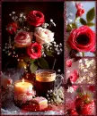 Coffee, Cake, Roses & Romance Valentine's Day Collage Background - Style 1