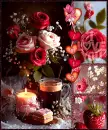 Coffee, Cake, Roses & Romance Valentine's Day Collage Background - Style 4
