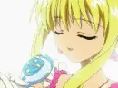 singing blonde anime girl