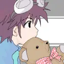 anime boy and teddy bear