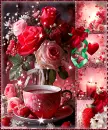 Coffee, Roses, Hearts & Sparkles Valentine's Day Background Collage - Style 3