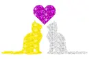 two cats and heart