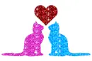 two cats and heart