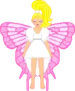 blonde fairy with pink wings