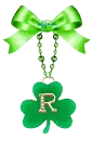 R for Robbie shamrock keychain