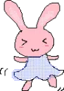 pink bunny with a blue dress