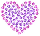 heart made of paw prints