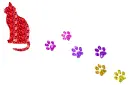 cat and paw prints
