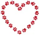 heart made of paw prints