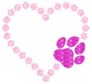 heart made of paw prints and a big paw print