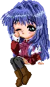 sitting sleepy anime girl