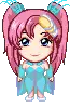 pink doll with a light blue dress