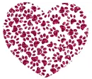heart made of paw prints