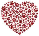 heart made of paw prints