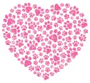 heart made of paw prints