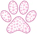 paw prints made of hearts