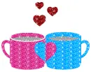 two cups with heart