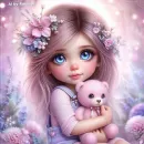 Cute Girl with her Teddy Bear