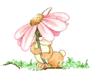 bunny playing with a flower