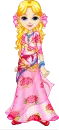 blonde doll with a floral dress