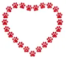 heart made of paw prints