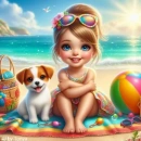 Cute girl fun at the beach 