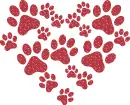 heart made of paw prints