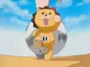 plush lion running